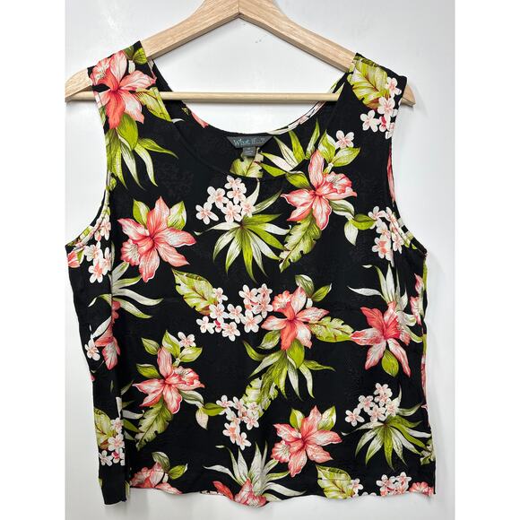 What if....?  Silk Sleeveless Tops Lot of 2 Floral Tropical Fairy Vintage Size M - Picture 7 of 11